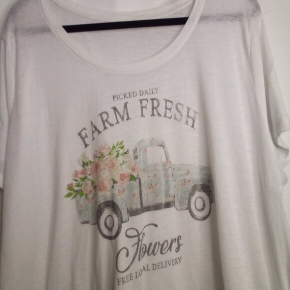 Maurices Shirt Women 3X Short Sleeve Simi Sheer Farm Fresh White - Picture 7 of 15